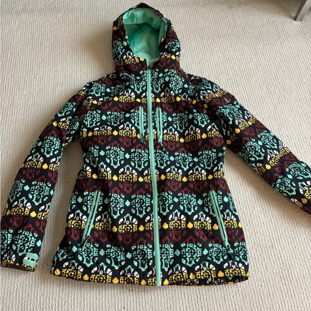 Aperture Multicolor Hooded Jacket with Aqua Lining